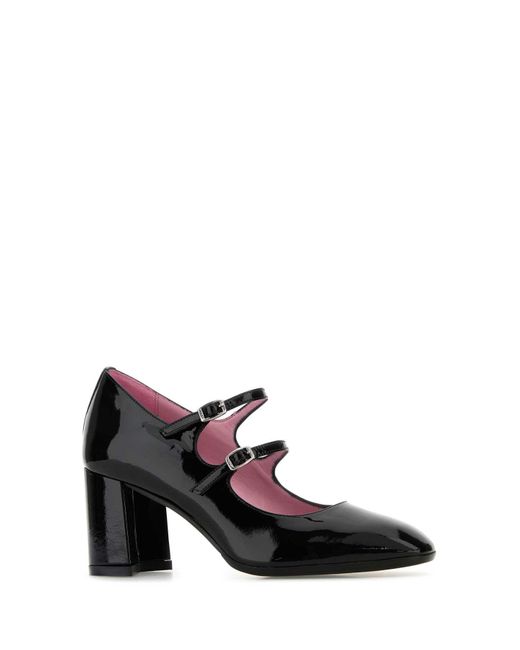 CAREL PARIS Black Leather Alice Pumps