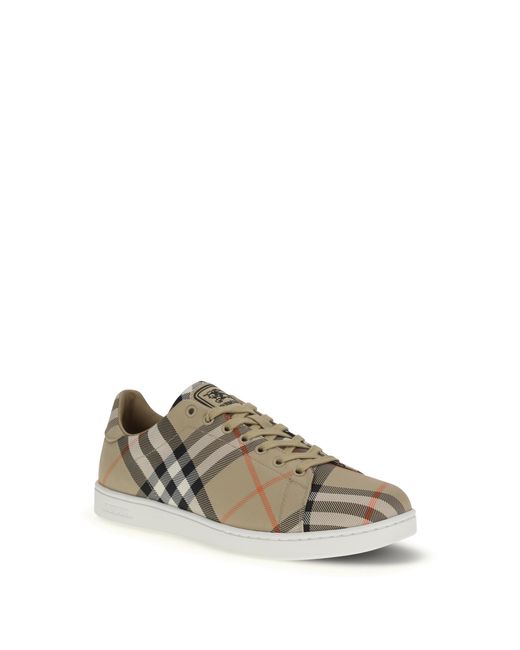 Burberry White Sneakers Set Check Sand Ip Trainers for men