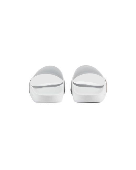 Gucci White Web Rubber Slide Sandals for men