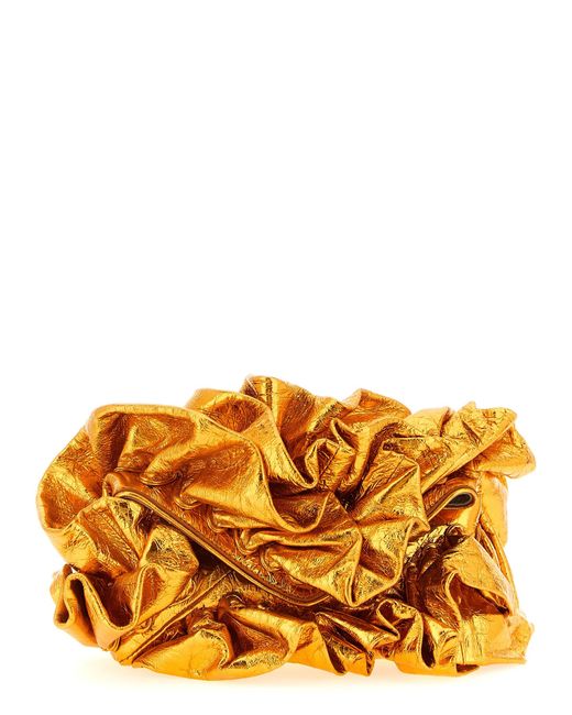 Dries Van Noten Orange Ruffle Clutch