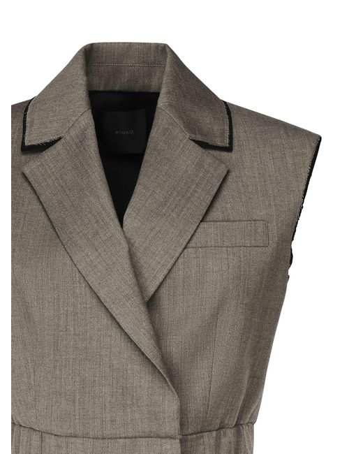 Pinko Gray Short Vest With Lapels And Elastic