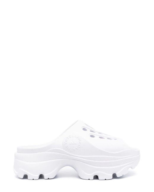 Adidas By Stella McCartney White Cut-out Detailed Slip-on Clogs