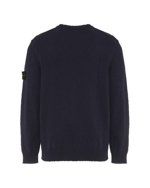 Stone Island Blue Cotton Blend Crew-Neck Sweater for men