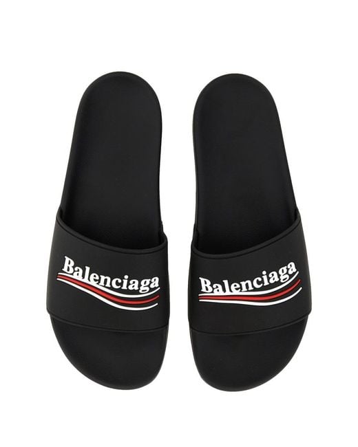 Balenciaga Black Pool Slide Sandals Tpu for men