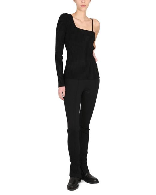 Helmut Lang Black Asymmetrical One-Piece Top Viscose Tops