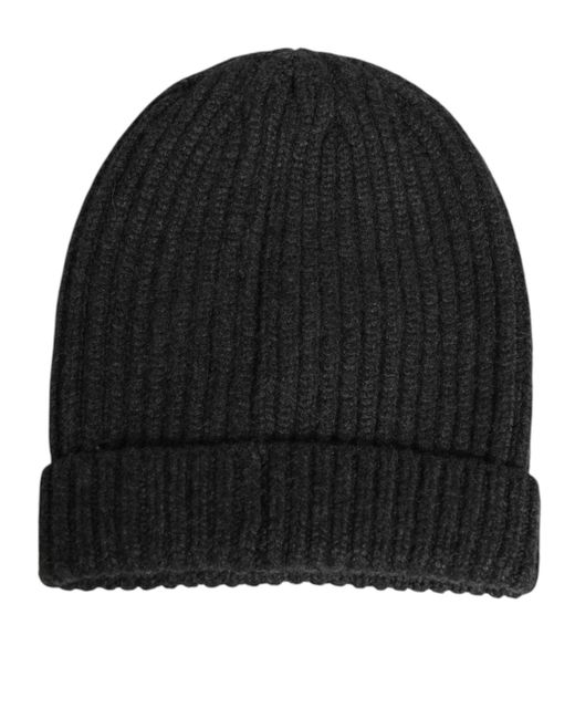 Dolce & Gabbana Black Cashmere Knitted Beanie Capello Hat for men