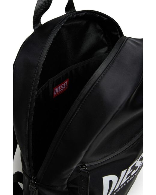 DIESEL Black Backpack With Logo Nylon + Contrast Polyester Backpacks for men