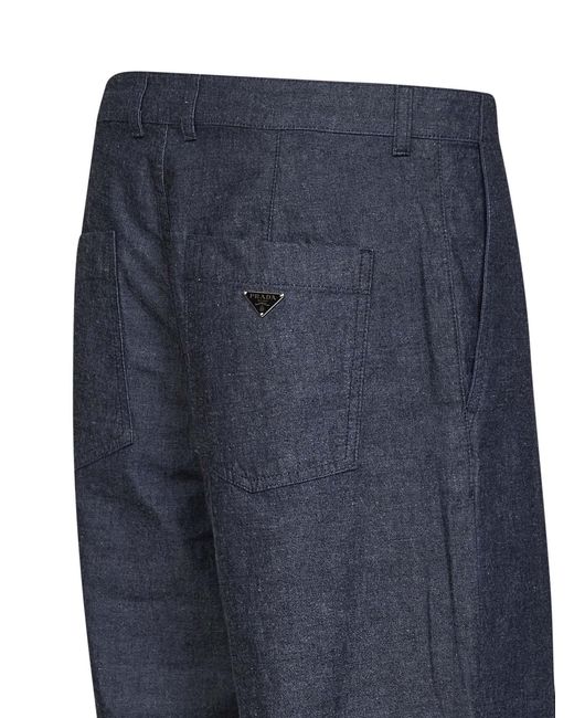 Prada Blue Straight-Leg Jeans Cotton for men