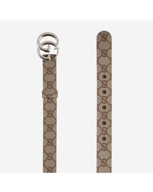 Gucci Brown Gg Marmont Thin Belt Polyester