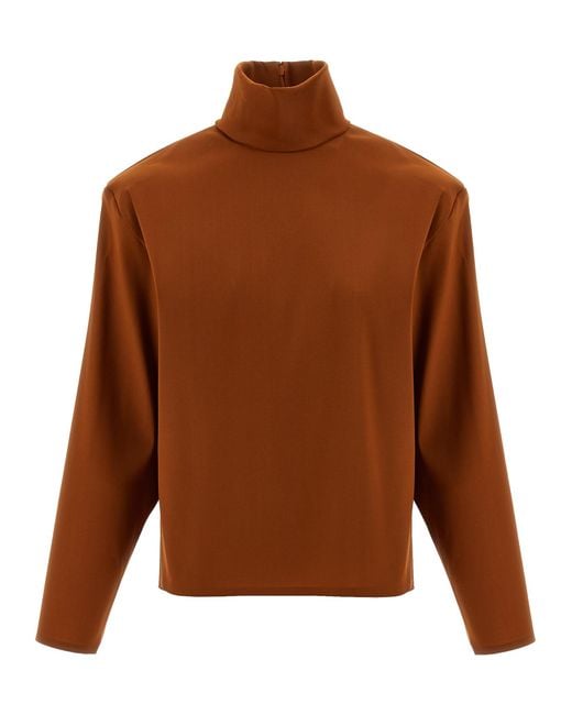 Saint Laurent Brown Structured Shoulder Sweater