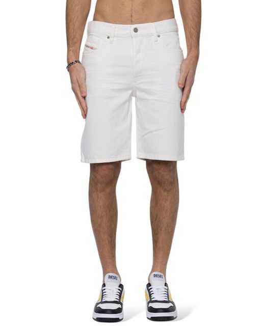 DIESEL White Straight-Leg Denim Shorts for men