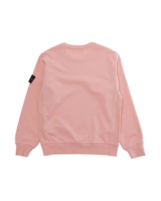 Stone Island Pink Kids Crewneck Sweatshirt Cotton Hoods & Sweatshirts for men