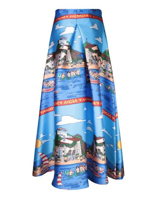 ALESSANDRO ENRIQUEZ Blue Duch Marzamemi Blu Long Skirt