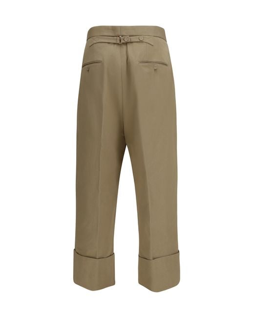 Thom Browne Green Cotton Gabardine Pants With Double Pleats for men