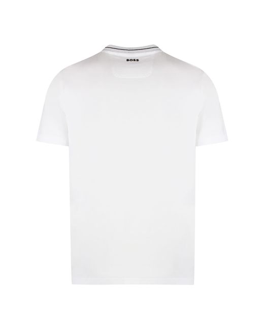 Boss White Cotton Crew-Neck T-Shirt for men