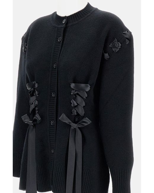 Simone Rocha Black Sculpted Ribbon Corset Detail Cardigan