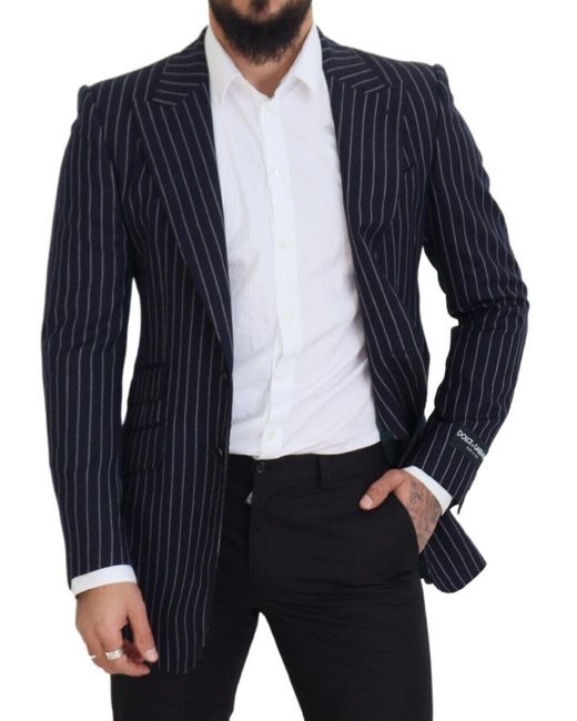 Dolce & Gabbana Blue Elegant Slim Fit Wool Blazer for men