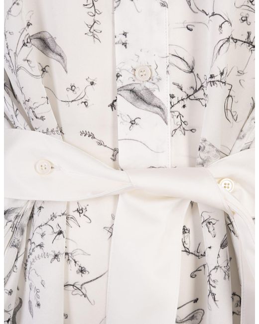 Fabiana Filippi White Long Satin Dress With Fabula Print