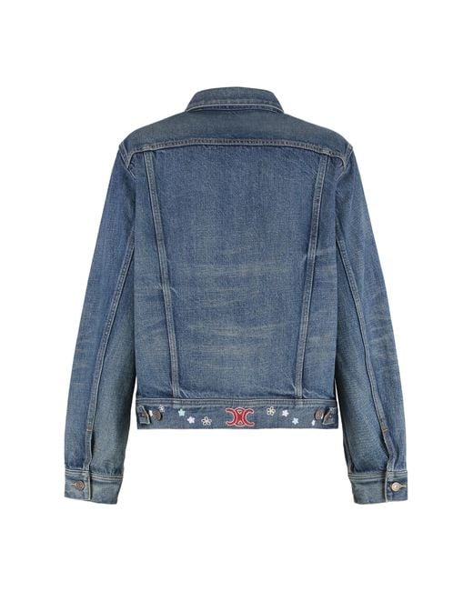 Céline Blue Jacket With Embroidery Cotton