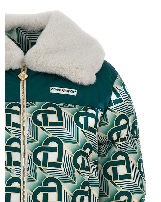 Casablancabrand Green Heart Monogramme Casual Jackets, Parka