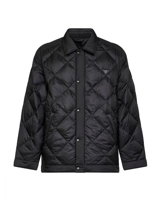 Prada Black Quilted Down Jacket Re-Nylon Recycled Polyester Padded for men