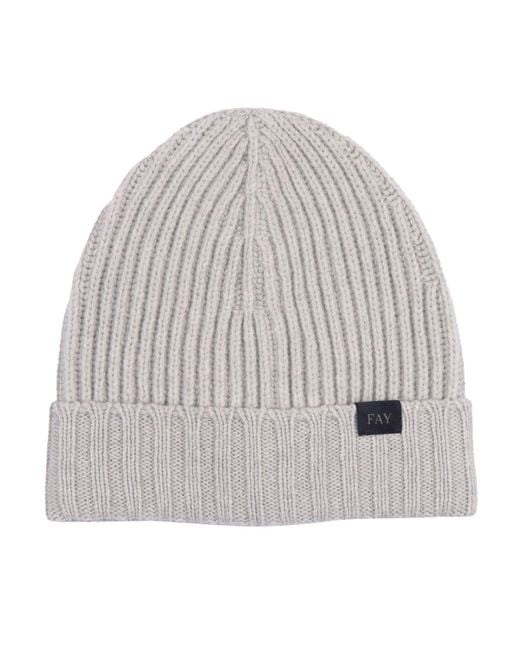 Fay Gray Ribbed Cap Virgin Wool Hat for men