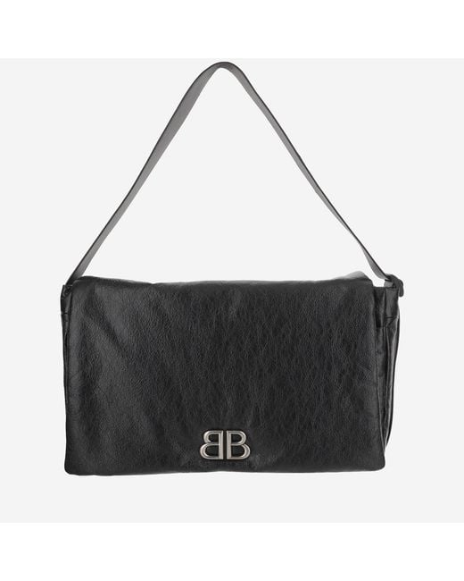 Balenciaga Black Logo Shoulder Bag Leather Handbags for men