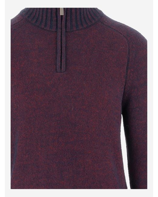 K-Way Purple Wool Blend Sweater With Zipper for men