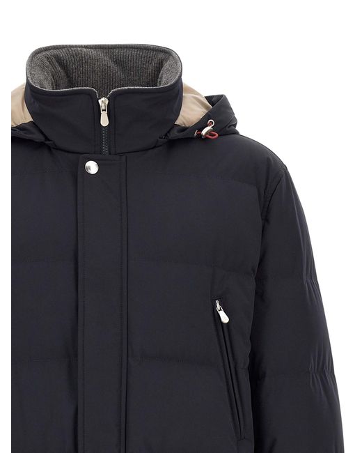 Brunello Cucinelli Blue Polyamide Parka Clothing for men