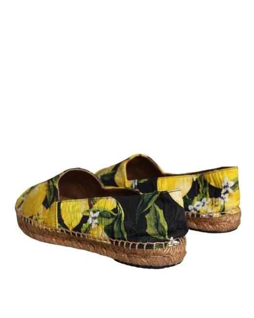 Dolce & Gabbana Orange Lemon Slip On Espadrilles Shoes Viscose Cotton