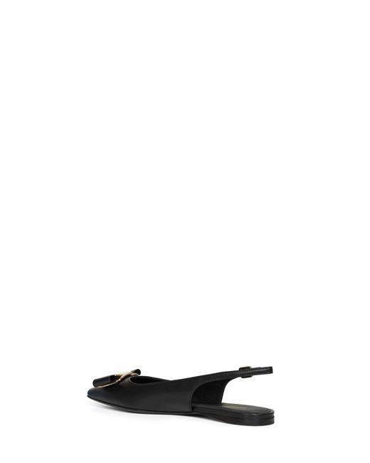Ferragamo White Flat Slingbacks With Vara Plate Lambskin Pumps