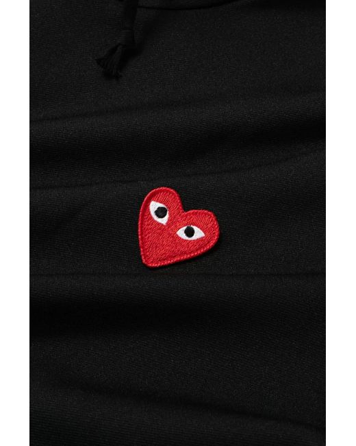 COMME DES GARÇONS PLAY Black Sweatshirt Knit Hoodie With Heart Patch for men