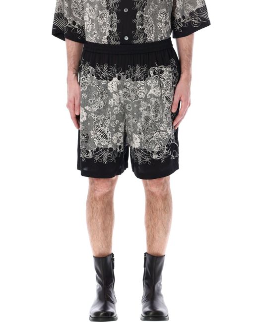 Acne Black Printed Shorts for men