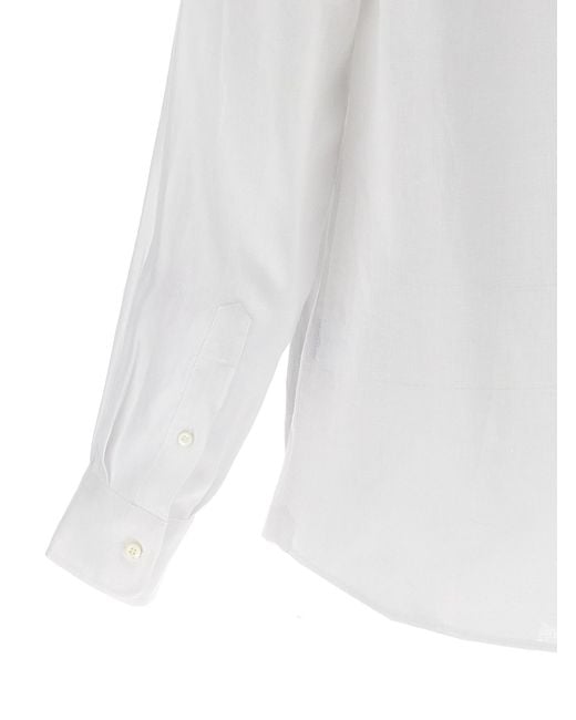 Brunello Cucinelli White Linen Blouse for men