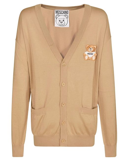 Moschino Natural V-Neck Buttoned Cardigan for men