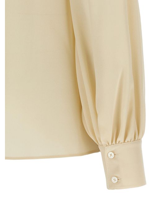 Valentino Garavani Natural Bow Shirt Silk Shirt, Blouse