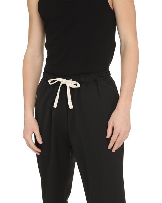 Palm Angels Black Wool Blend Trousers Elastane for men