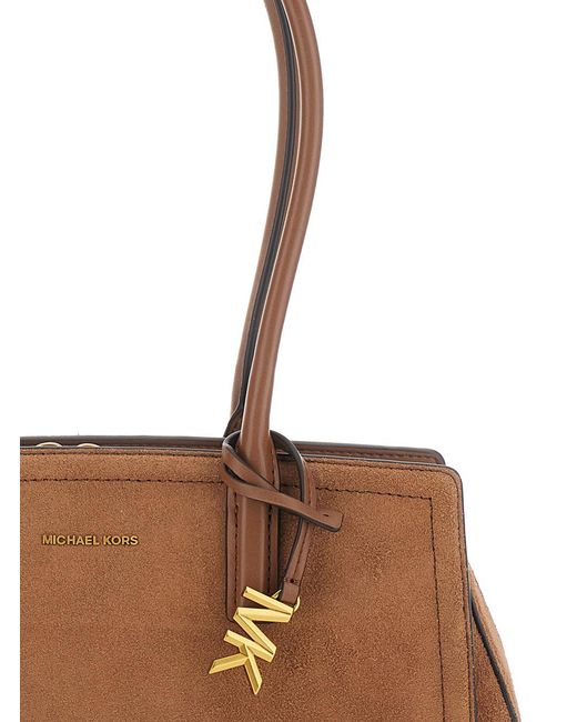 MICHAEL Michael Kors White Shoulder Bag Laila Suede Cowhide Leather
