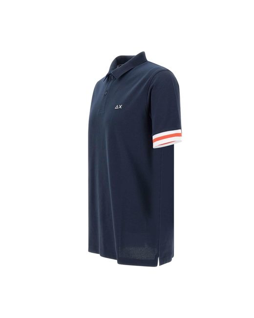 Sun 68 Blue Stripes Cotton Polo Shirt for men