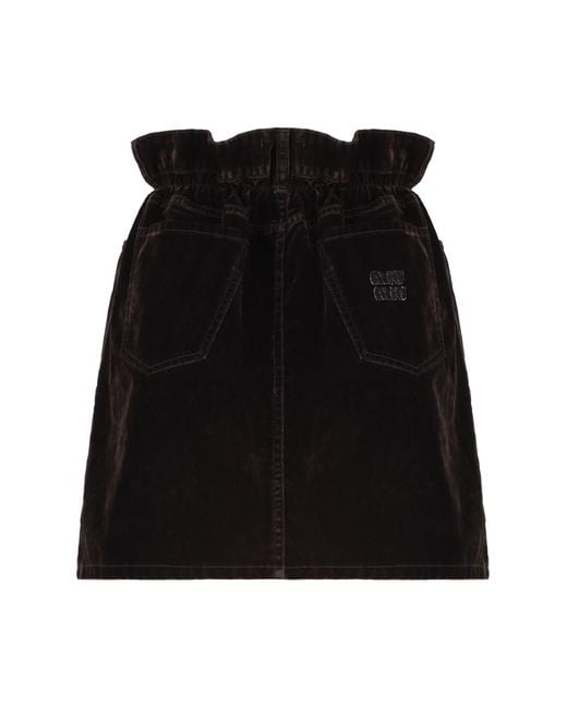 Miu Miu Black Solid Mini Skirt