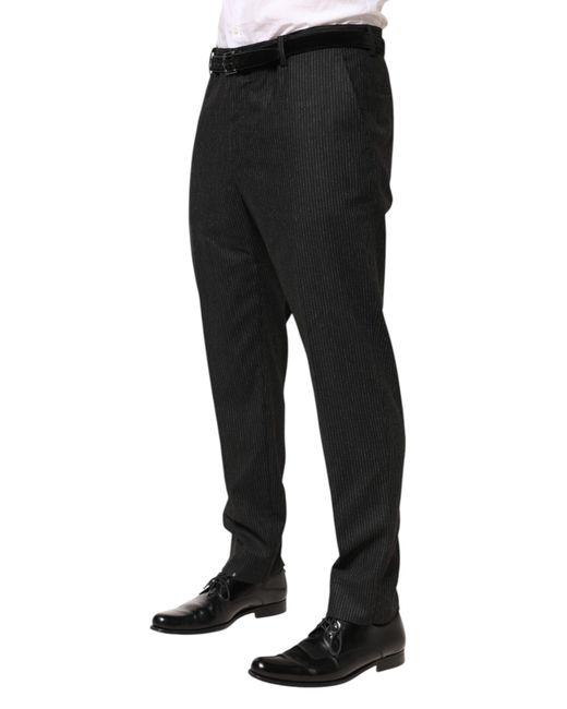 Dolce & Gabbana Black Cotton Mid Waist Dress Trouser Pants for men