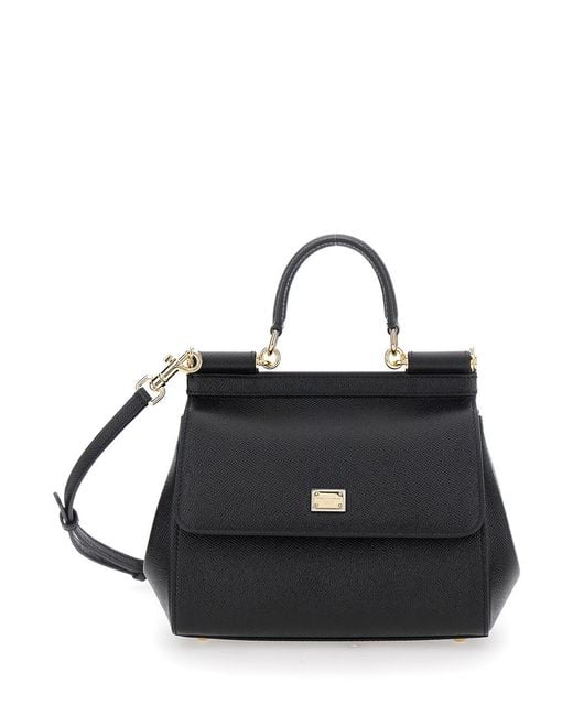 Dolce & Gabbana Black Handbag Sicily Medium Leather Handbags