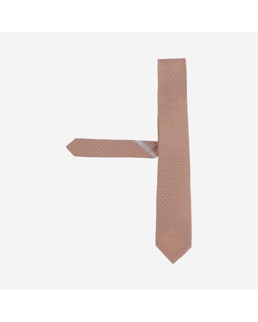 Ferragamo Brown Silk Tie With Pattern, Ties & Bow for men