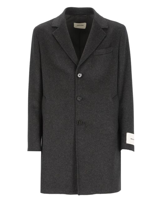 Paoloni Wool Sarnano Coat in Black for Men | Lyst