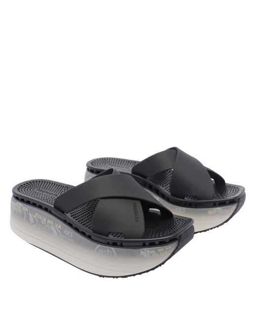 Premiata Black Sandals Rubber/Rubber Sole