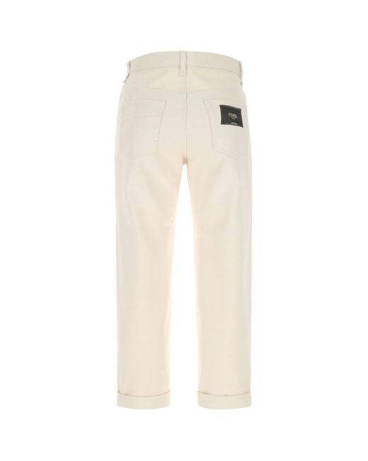 Fendi White Ivory Denim Jeans for men