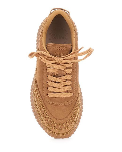 Chloé Brown Sneakers Nama Suede Platform Polyester Trainers