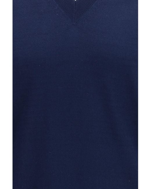 Prada Blue Cotton V-Neck Sweater for men