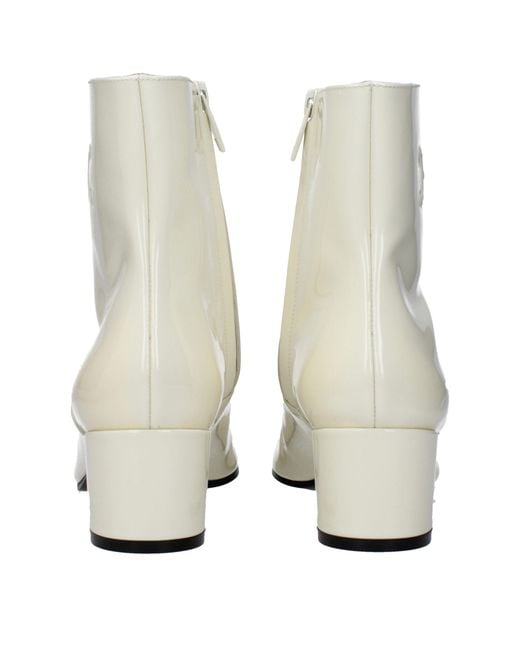 Céline White Leather Ankle Boots