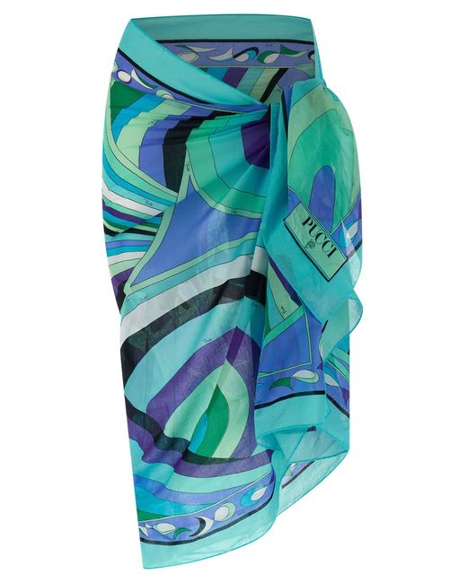 Emilio Pucci Blue 'Iride' Printed Sarong